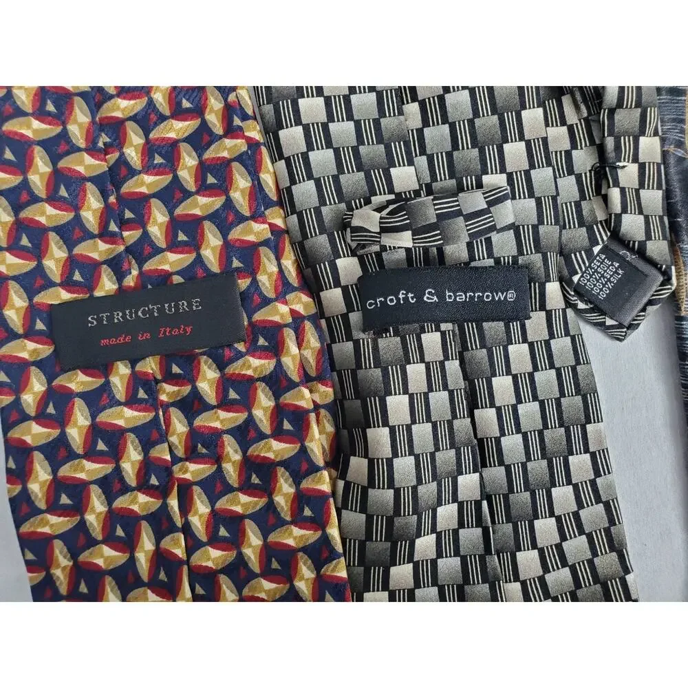 Mens Ties Lot Of 4 Bill Blass Ted Lapidus Croft & Barrow Structure Silk Formal